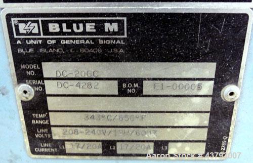 Used Blue M Dual Mechanical Convection Oven, Model DC-206C. (2) 304 Stainless steel chambers 20” wide x 20” high x 18” deep, 4.2 cubic feet interior volume each oven. Temperature range 343 degrees C....