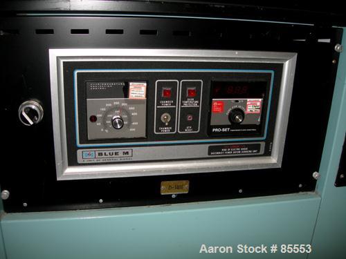 USED: Blue M oven, model DC-336C, stainless steel chamber, 25" wide x 38" high x 20" deep. Temperature range 343 degrees C/650 degrees F. Hinged front door. 1/60/208-240 volt. Side mounted chart reco...