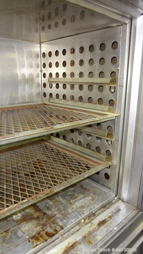 Used Blue M Mechanical Oven, Model POM-136F-1. 304 Stainless steel chamber 38” wide x 25” high x 20” deep. Temperature range 343 degrees C. / 650 degrees F. (2) Hinged front door. 3/60/240 volt. Incl...