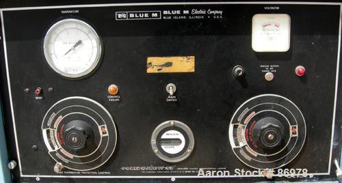 USED: Blue M mechanical convection oven, model POM-256G-1X. Stainlesssteel chamber 25" wide x 20" high x 20" deep, 5.8 cubic feet interiorvolume. Temperature range 343 deg C/650 deg F. Hinged front d...