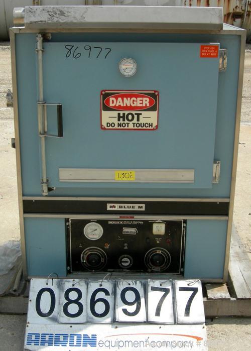 Used Blue M Mechanical Convection Oven, Model POM-256G-1. 304 stainless steel chamber 25" wide x 20" high x 20" deep, 5.8 cubic feet interior volume. Temperature range 343 Degrees C/ 650 Degrees F. H...