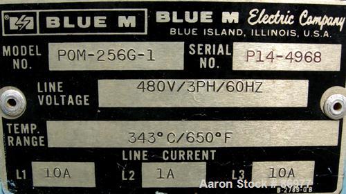 Used Blue M Mechanical Convection Oven, Model POM-256G-1. 304 stainless steel chamber 25" wide x 20" high x 20" deep, 5.8 cubic feet interior volume. Temperature range 343 Degrees C/ 650 Degrees F. H...