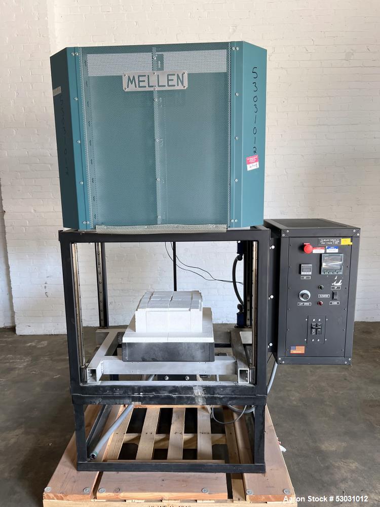 Used- Mellen CD Crucible Furnace, Model CD16-12X12X12. Chamber approximately 12" x 12" x 12". Electrically heated. Motorized...