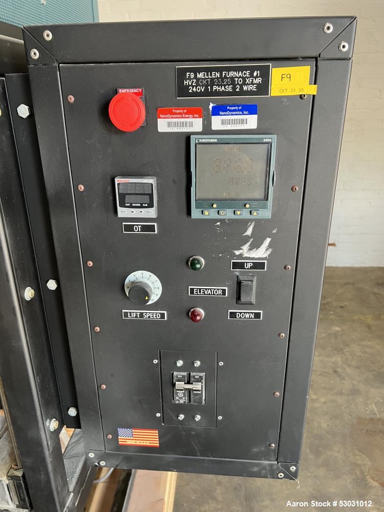 Used- Mellen CD Crucible Furnace, Model CD16-12X12X12. Chamber approximately 12" x 12" x 12". Electrically heated. Motorized...