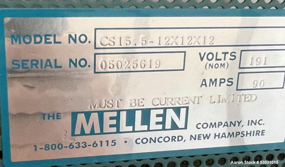 Used- Mellen Microtherm Furnace, Model CS15.5-12X12X12. Chamber approximately 12" x 12" x 12". Electrically heated. Motorize...