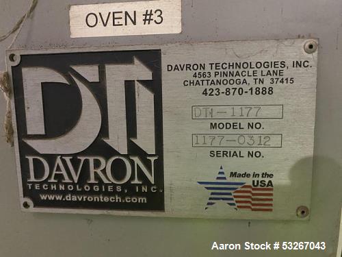 Davron Technologies Model DTI-1177 Batch Drying Oven.