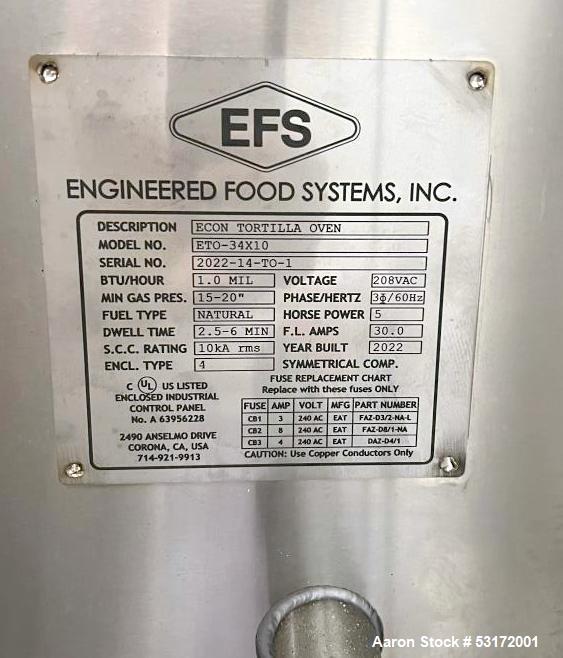 Engineered Food Systems Econ Tortilla Oven, Model ETO-34X10