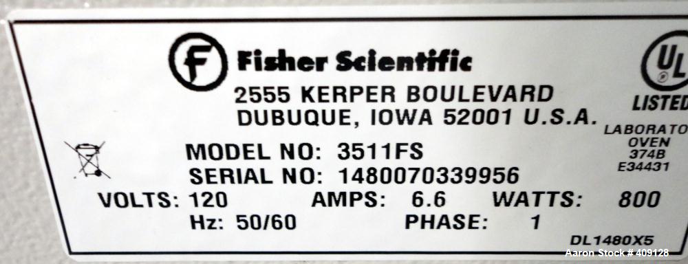 Used Fisher Scientific Oven, Model 3511FS, Stainless Steel. Chamber 1