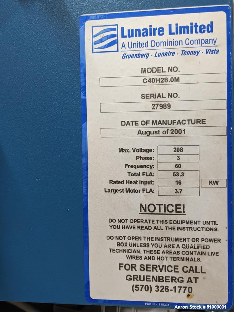 Used Gruenberg Industrial Oven; Model C40H28.0M