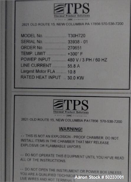 Used Gruenberg Industrial Oven, Model T30H720.