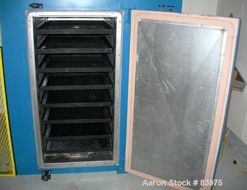 USED: Grunberg industrial cabinet oven, model C4CH240, 24 cubic feet capacity. Interior 24" wide x 48" high x 36" deep. 3/460 volt, 12 kw. 8 trays, hinged door, circulation 1200 cfm, horizontal air f...