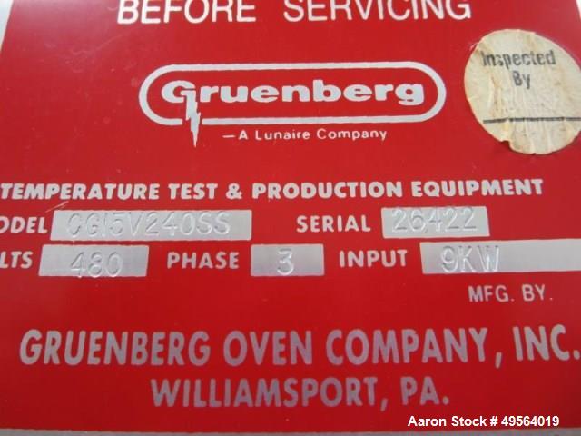 Used- Gruenberg Drying Oven, Model CG15V240SS