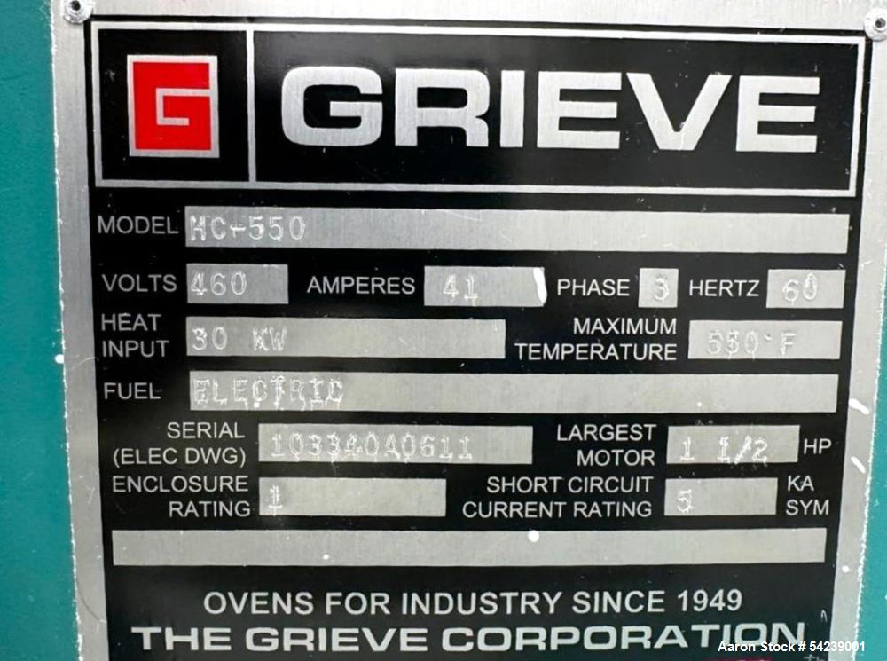 Used Grieve Oven, Model HC-550.