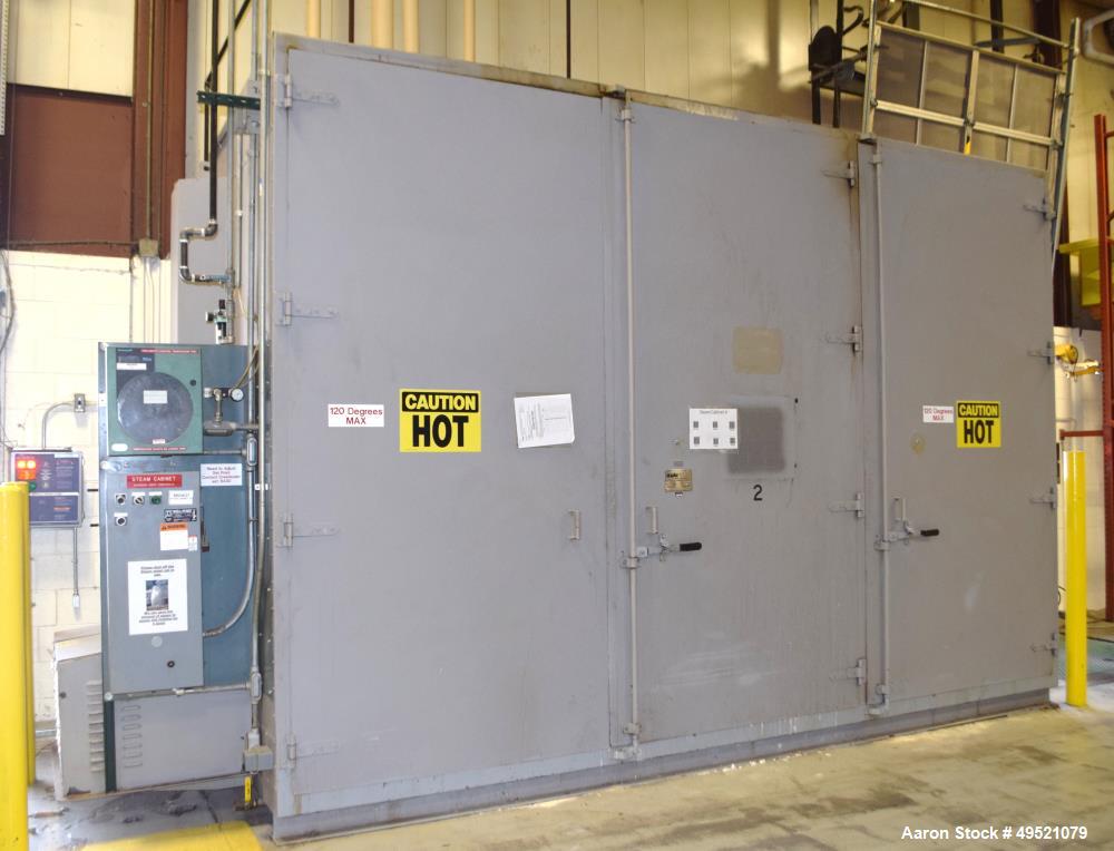 Used Heat-Pro Steam Drum Heating Cabinet, Model HPSC-24, Carbon steel. (24) 55 Gallon drum capacity, saturated steam up to 200 psig, 250 square feet heating surface. (3) Hinged front doors. Includes ...