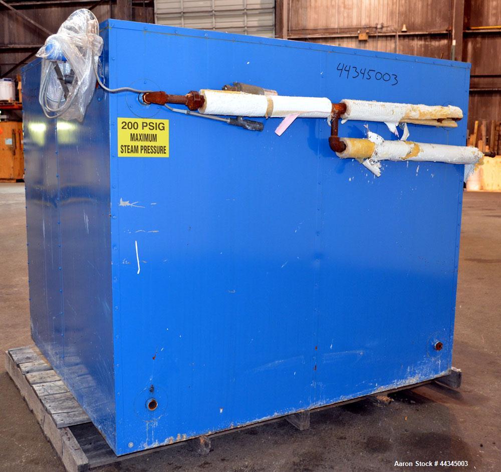 Used Heat-Pro Low Profile Drum Heating Oven, Model HPSCL4-C3, Carbon Steel. Heating medium saturated steam up to 200 psig, 34 square feet heating surface area, capacity (4) 55 gallon drums. Chamber a...