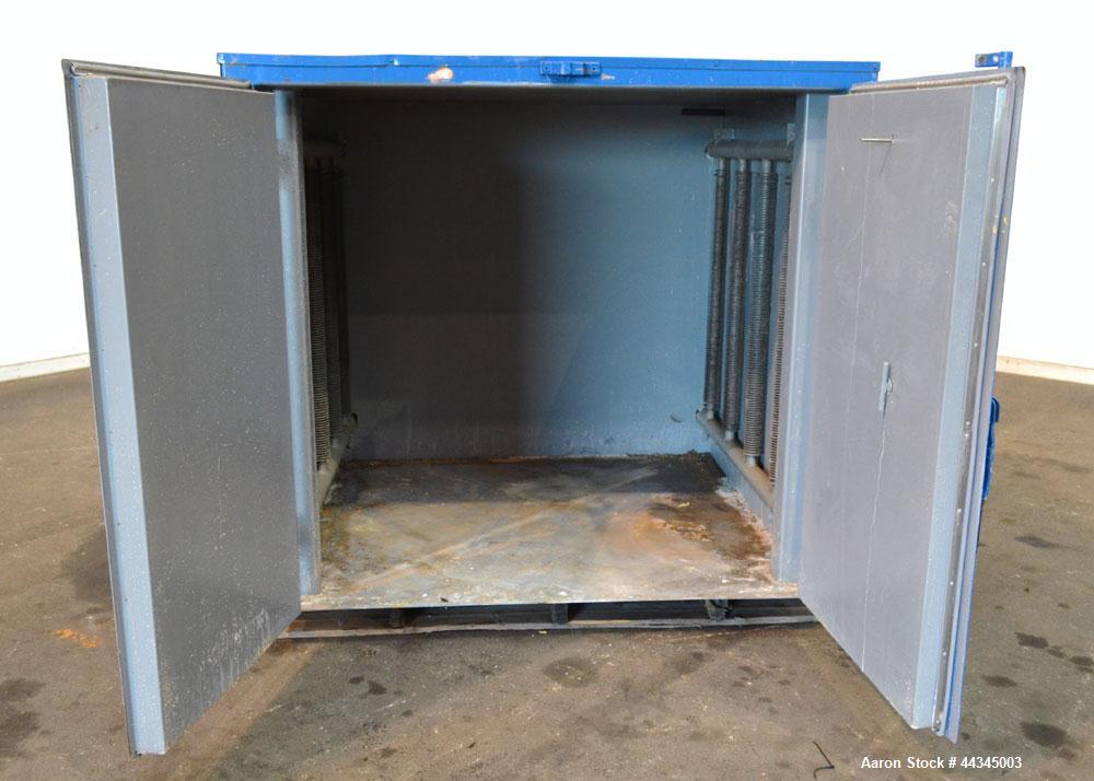 Used Heat-Pro Low Profile Drum Heating Oven, Model HPSCL4-C3, Carbon Steel. Heating medium saturated steam up to 200 psig, 34 square feet heating surface area, capacity (4) 55 gallon drums. Chamber a...