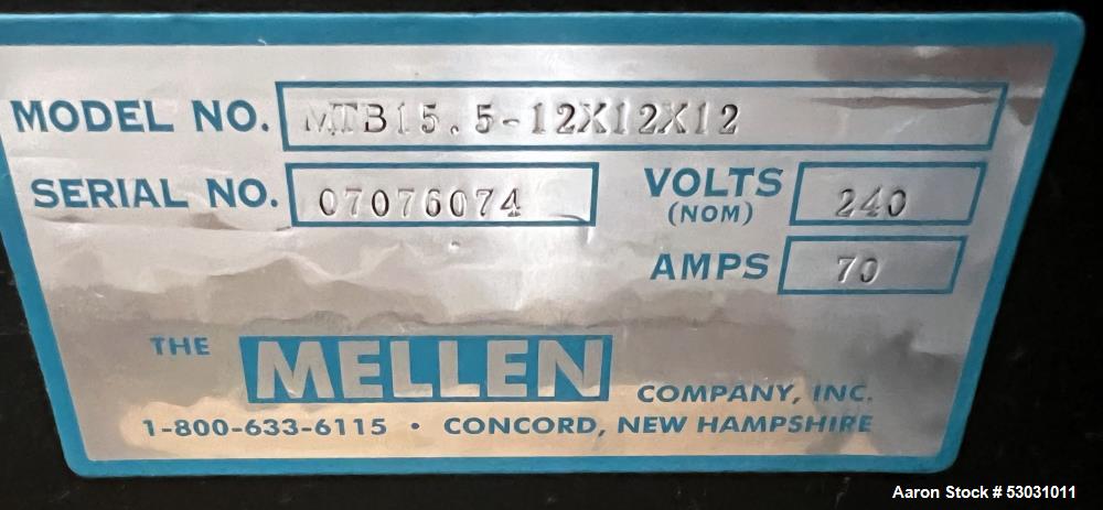 Usado- Horno Mellen Microtherm, modelo MTB15.5-12X12X12. Tamaño de la cámara de aproximadamente 12' x 12' x 12'. Calentado e...