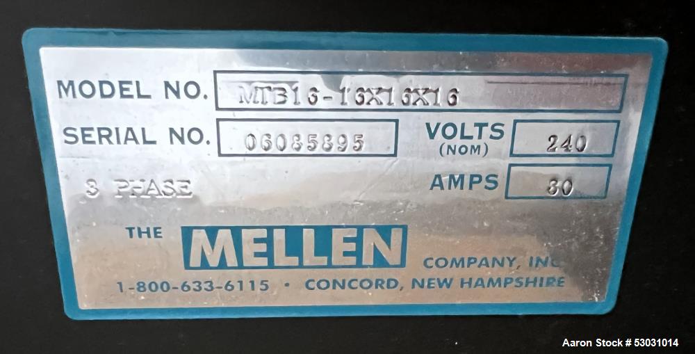 Used- Mellen Microtherm Furnace, Model MTB16-16X16X16. Chamber approximately 16" x 16" x 16". Electrically heated. Temperatu...