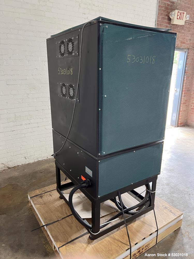Used Mellen Microtherm Furnace, Model MTB16-16X16X16. Chamber 16" x 16" x 16". Electrically heated. Honeywell temperature controller. Mounted on frame. Serial# 08096280. 3/60/240 Volt, 80 amp.