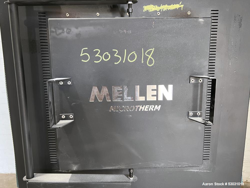 Used Mellen Microtherm Furnace, Model MTB16-16X16X16. Chamber 16" x 16" x 16". Electrically heated. Honeywell temperature controller. Mounted on frame. Serial# 08096280. 3/60/240 Volt, 80 amp.