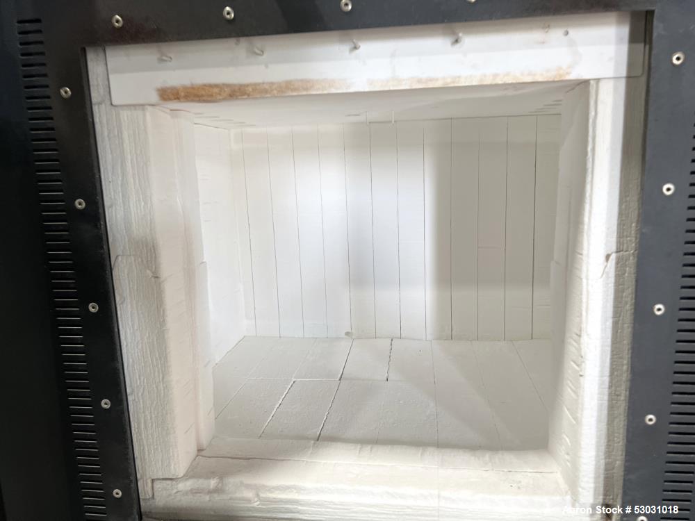 Used Mellen Microtherm Furnace, Model MTB16-16X16X16. Chamber 16" x 16" x 16". Electrically heated. Honeywell temperature controller. Mounted on frame. Serial# 08096280. 3/60/240 Volt, 80 amp.