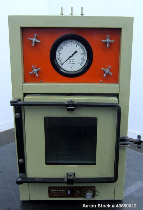 Used Napco Vacuum Oven, Model 3640-7. Chamber measures approximate 12" wide x 12" tall x 19" deep. Glass front door. 1/60/120 volt, 400 watt.