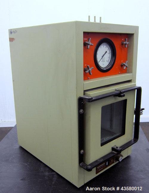 Used Napco Vacuum Oven, Model 3640-7. Chamber measures approximate 12" wide x 12" tall x 19" deep. Glass front door. 1/60/120 volt, 400 watt.