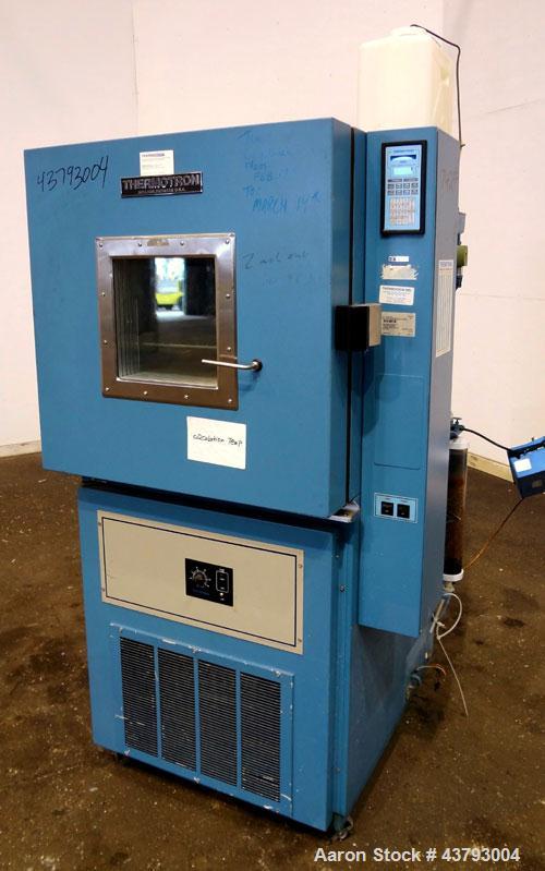 Used Thermotron  Circulating Temperature Oven, Model SM-8C. 304 Stainless steel interior approximate 24" wide x 24" deep x 24" tall. 502 Refrig., 8B8, humidity 20-95, limits 5 degrees C., DP to 85 de...