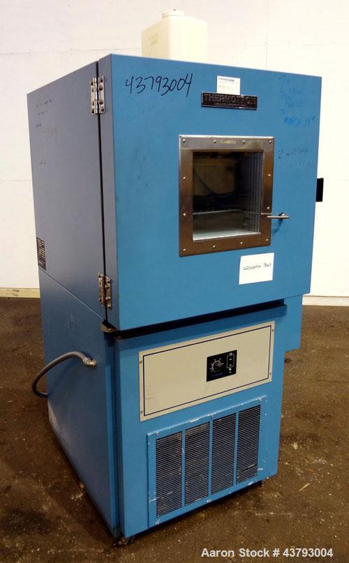 Used Thermotron  Circulating Temperature Oven, Model SM-8C. 304 Stainless steel interior approximate 24" wide x 24" deep x 24" tall. 502 Refrig., 8B8, humidity 20-95, limits 5 degrees C., DP to 85 de...