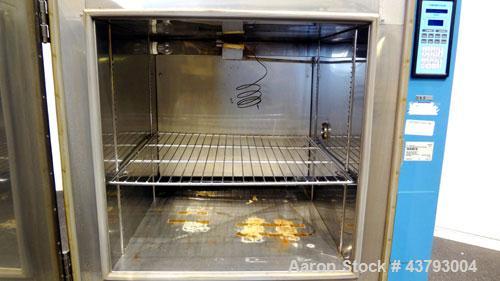 Used Thermotron  Circulating Temperature Oven, Model SM-8C. 304 Stainless steel interior approximate 24" wide x 24" deep x 24" tall. 502 Refrig., 8B8, humidity 20-95, limits 5 degrees C., DP to 85 de...