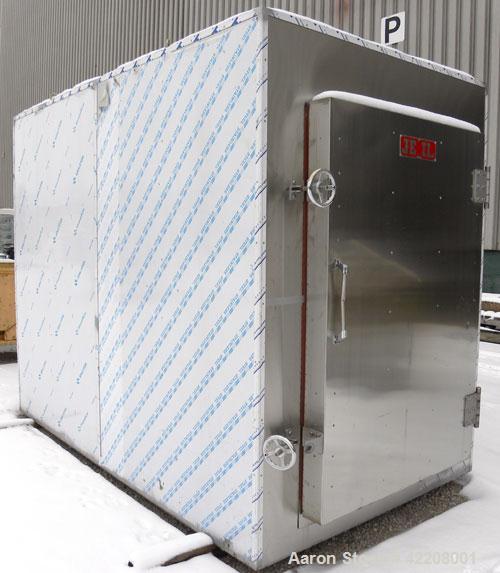 Used Jeil Machine Company Drying Oven, 304 stainless steel. Internal 48" wide x 72" tall x 110" deep, approximate maximum temperature 160 deg C (266 deg F). Hinged front door.