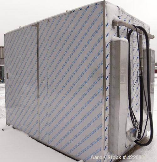 Used Jeil Machine Company Drying Oven, 304 stainless steel. Internal 48" wide x 72" tall x 110" deep, approximate maximum temperature 160 deg C (266 deg F). Hinged front door.