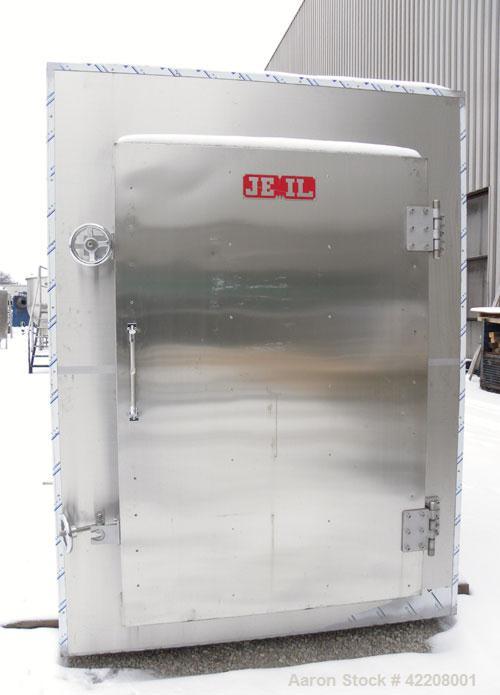 Used Jeil Machine Company Drying Oven, 304 stainless steel. Internal 48" wide x 72" tall x 110" deep, approximate maximum temperature 160 deg C (266 deg F). Hinged front door.