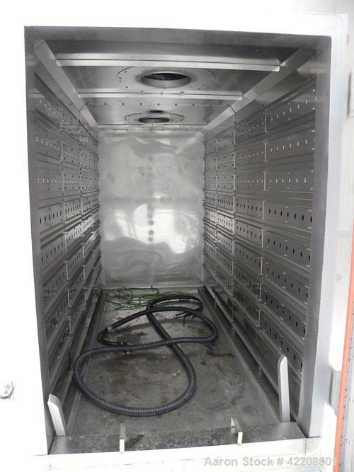 Used Jeil Machine Company Drying Oven, 304 stainless steel. Internal 48" wide x 72" tall x 110" deep, approximate maximum temperature 160 deg C (266 deg F). Hinged front door.