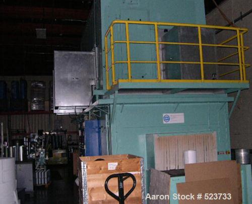 USED: Industrial media curing oven, manufactured in 2002 by OMTSurface Technologies, Germany. Total steam area 66 CBM; exhaustair/gas 60 cbm/min; electrical connection 31 kw; heat connection350 kw; g...