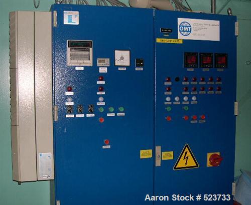 USED: Industrial media curing oven, manufactured in 2002 by OMTSurface Technologies, Germany. Total steam area 66 CBM; exhaustair/gas 60 cbm/min; electrical connection 31 kw; heat connection350 kw; g...