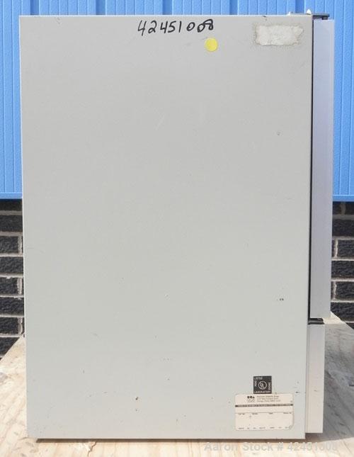 Used Precision Scientific Gravity Convection Oven, Model 16. Maximum operating temperature 225 Degrees C. (437 Degrees F). Chamber 14" wide x 13" tall x 14" deep. Hinged front door. 1/60/120 Volt, 82...