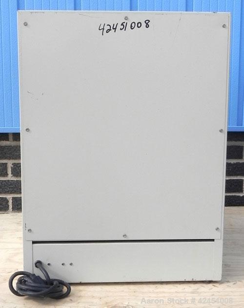 Used Precision Scientific Gravity Convection Oven, Model 16. Maximum operating temperature 225 Degrees C. (437 Degrees F). Chamber 14" wide x 13" tall x 14" deep. Hinged front door. 1/60/120 Volt, 82...