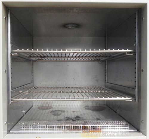 Used Precision Scientific Gravity Convection Oven, Model 16. Maximum operating temperature 225 Degrees C. (437 Degrees F). Chamber 14" wide x 13" tall x 14" deep. Hinged front door. 1/60/120 Volt, 82...