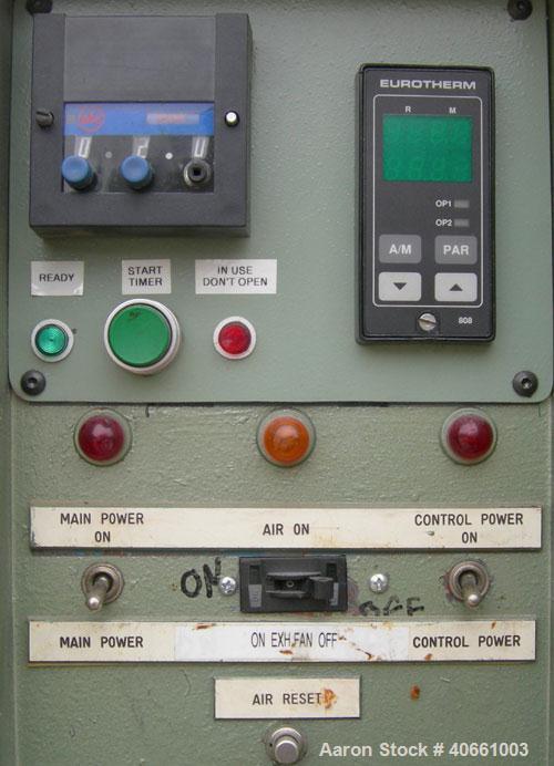 Used Procedyne Cleaning Furnace model PCS-1630. 16" diameter x 30" deep cleaning chamber. Maximum loading capacity 565 lbs including basket. Maximum temperature 1000 degrees F. Includes 3 parts baske...