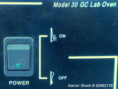 Used Quincy GC Series Lab Oven, Model 30GC, Carbon Steel. Temerature range 450 deg.f. (232 c). 1/60/115 volt, 1200 watts. Chamber 2 cubic feet, 18’’ wide x 15.63’’ tall x 12’’ deep. Hinged front door.