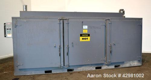 Used Benko Products Sahara Electric Drum Heater, Model 036E12-CS, Carbon Steel. Interior 172’’ wide x 55’’ deep x 48’’ tall. Capacity 12 drums, (6) 1.5 kw electric heating elements, temperature range...
