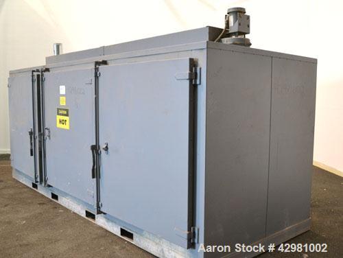 Used Benko Products Sahara Electric Drum Heater, Model 036E12-CS, Carbon Steel. Interior 172’’ wide x 55’’ deep x 48’’ tall. Capacity 12 drums, (6) 1.5 kw electric heating elements, temperature range...