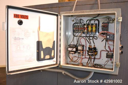 Used Benko Products Sahara Electric Drum Heater, Model 036E12-CS, Carbon Steel. Interior 172’’ wide x 55’’ deep x 48’’ tall. Capacity 12 drums, (6) 1.5 kw electric heating elements, temperature range...