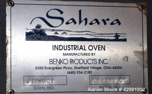 Used Benko Products Sahara Electric Drum Heater, Model 036E12-CS, Carbon Steel. Interior 172’’ wide x 55’’ deep x 48’’ tall. Capacity 12 drums, (6) 1.5 kw electric heating elements, temperature range...
