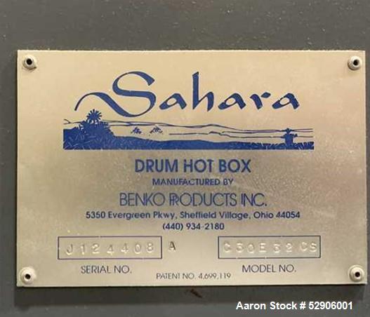 Used Sahara Industrial Oven, Model C30E32CS, Electric Hot Box / Drum Heater. Digital Temperature Control, Capacity: 32 drums (55 gal.) or 8 totes, 32,000 lbs total capacity. Insulation: 3" thick, 6# ...