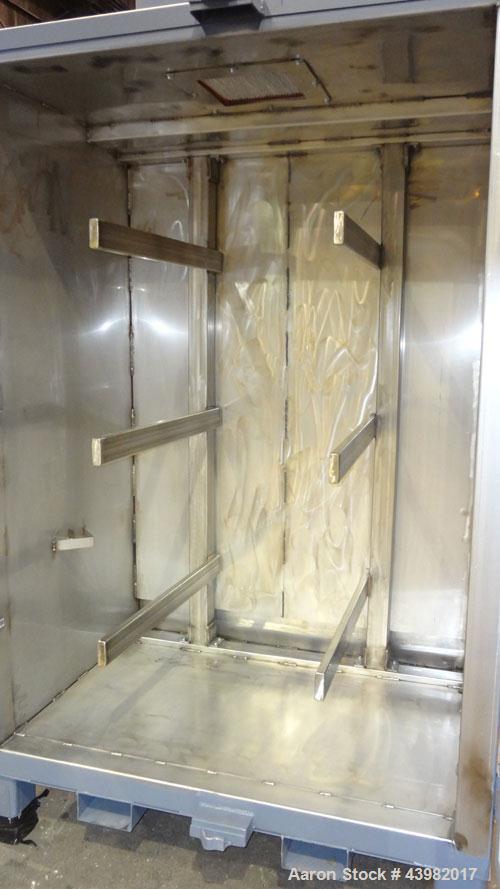 Used Benko Products Drum Hot Box, Model C6ECB-1S. 304 Stainless steel interior. Chamber dimensions with the doors closed is 33” Front to Back x 52” Left to Right x 75 ½” High.(2) Front hinged doors, ...