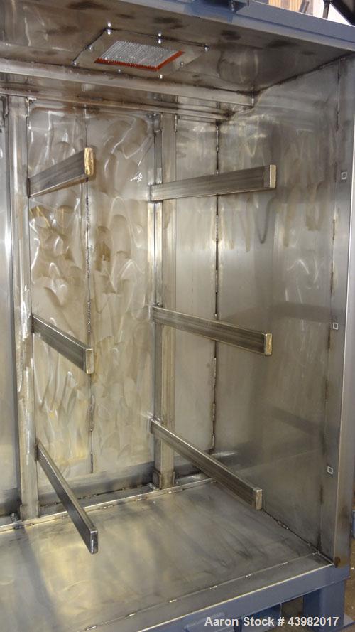 Used Benko Products Drum Hot Box, Model C6ECB-1S. 304 Stainless steel interior. Chamber dimensions with the doors closed is 33” Front to Back x 52” Left to Right x 75 ½” High.(2) Front hinged doors, ...