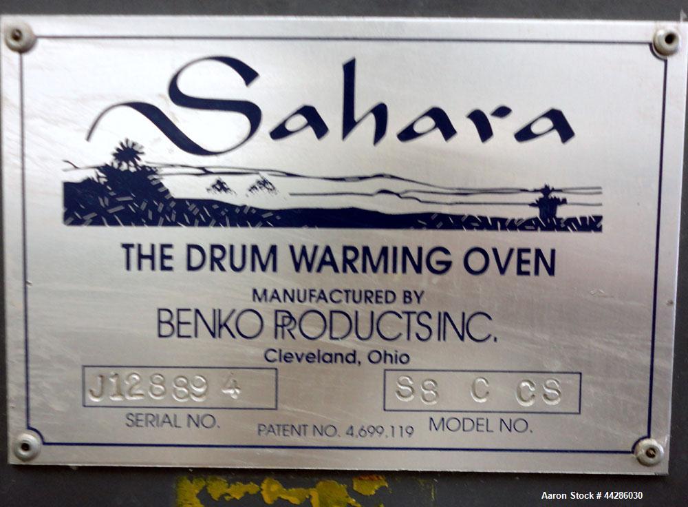Used Benko Products Sahara Drum Heater, Model S8-C-CS, Carbon Steel. Interior 111.75” wide x 55.25” deep x 47.5” tall. Capacity (8) drums, or (2) totes, 8000 pounds total capacity. Stem heated at 200...