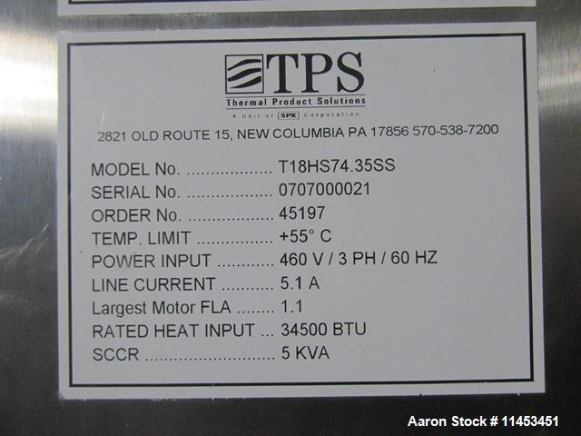 Usado-Uno (1) utilizó horno Gruenberg, modelo T18HS74.35SS, construcción de acero inoxidable, capacidad de aproximadamente 7...